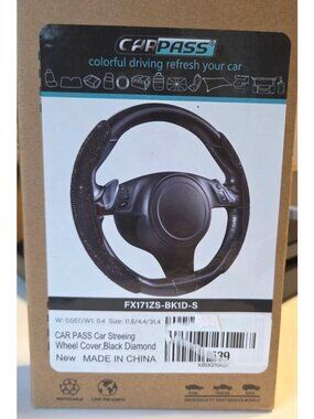 Carpass Black Diamond Steering Wheel Cover - Stylish & Universal Fit 15 Inch